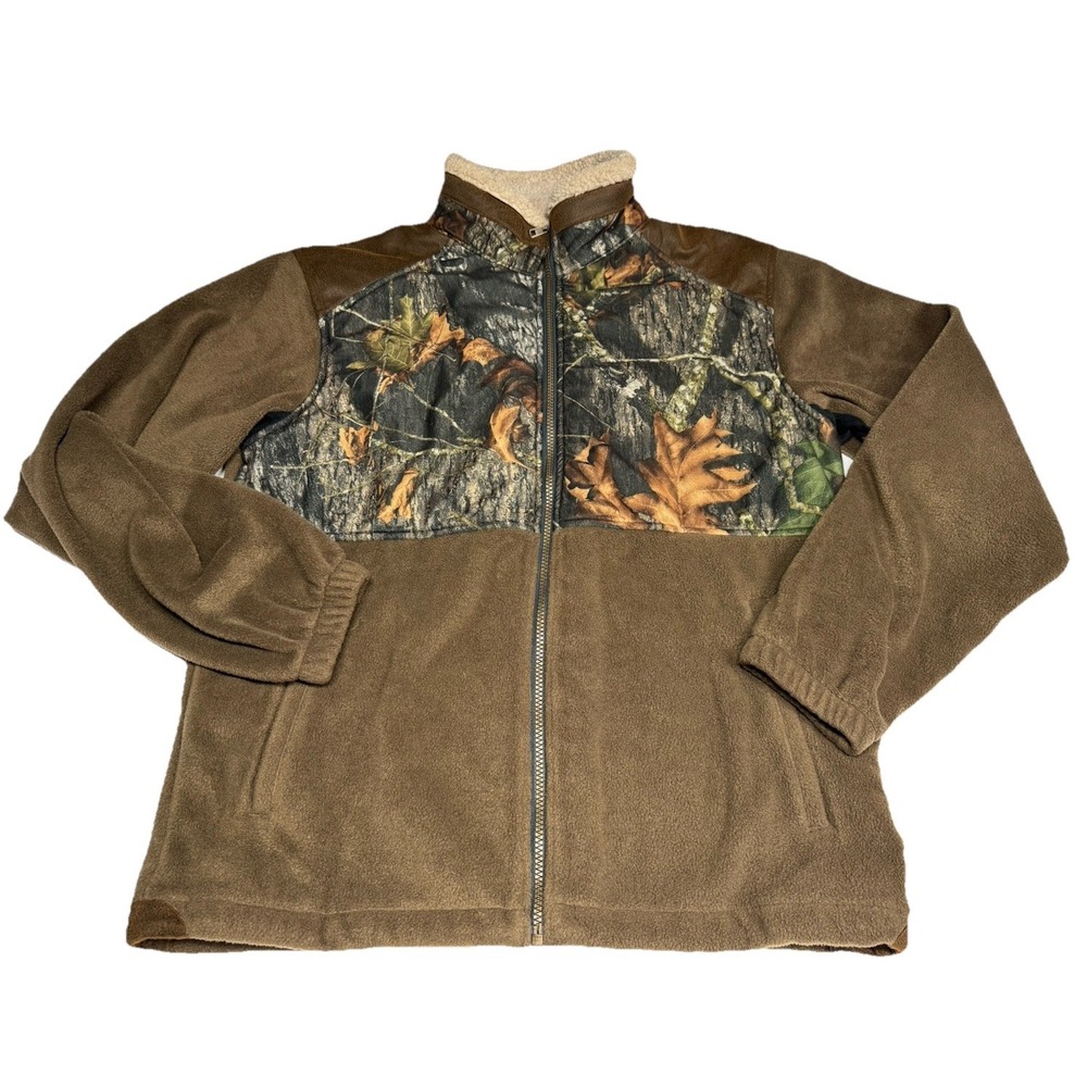 Vintage Tag Safari Outdoor x Mossy Oak Camo Fleece Full Zip Jacket M Hunting - Picture 1 of 8